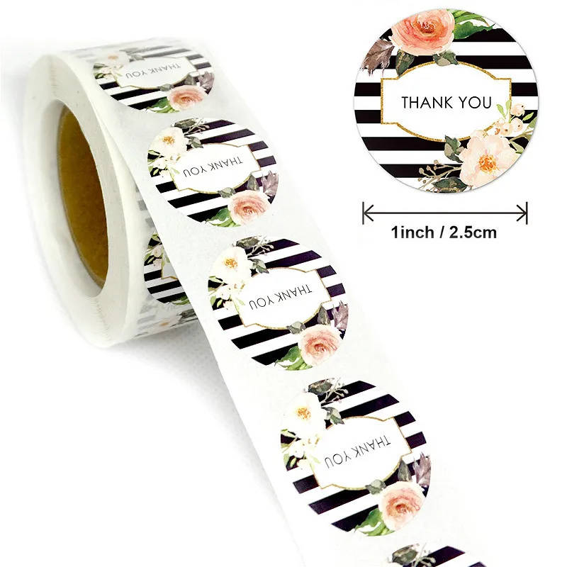 100pcs/roll Thank You Stickers for Seal Labels 1 Inch Gift Packaging Stickers