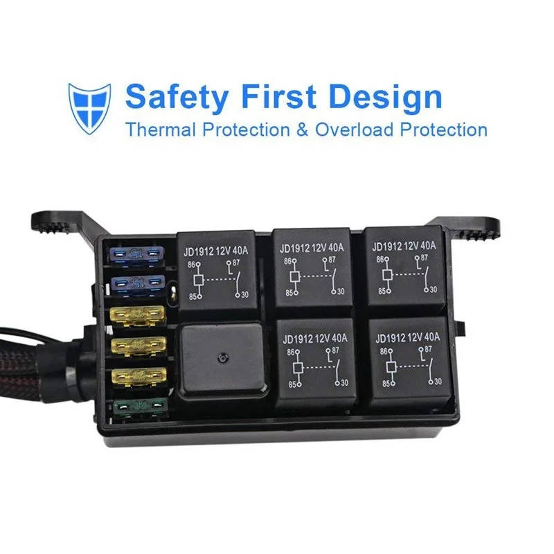 6 Gang Switch Panel Electronic Relay System Circuit Control Box Waterproof Fuse Relay Box