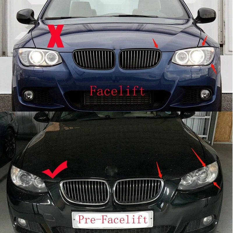 2X Car Front Bumper Hood Kidney Grille Diamond Meteor Racing Grill Chrome for -BMW 3 Series E92 E93