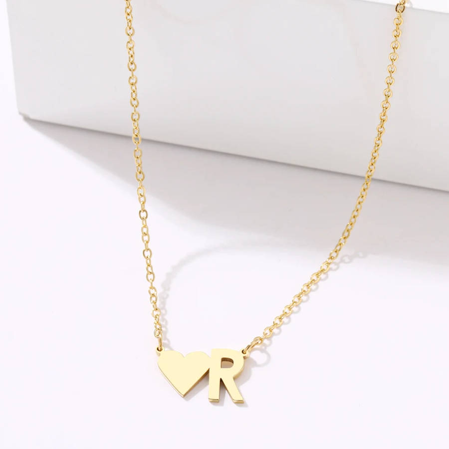 GENUINE Initial Letter ` R ` Name Choker Stainless Steel Necklace - DO NOT FADE