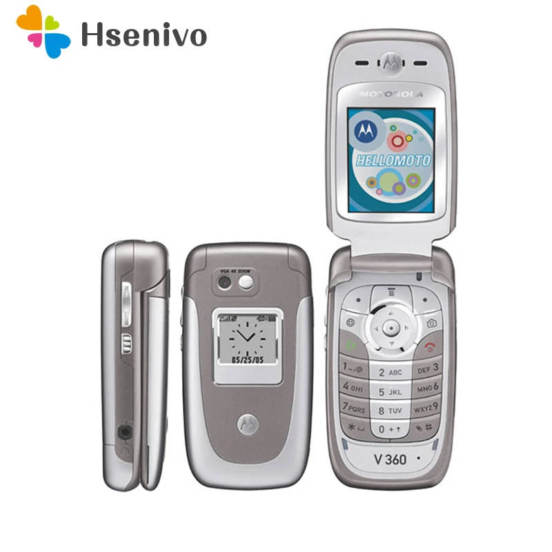 Motorola V360 Refurbished Unlocked Flip GSM Mobile Phone Video recorder cell phone with Ru