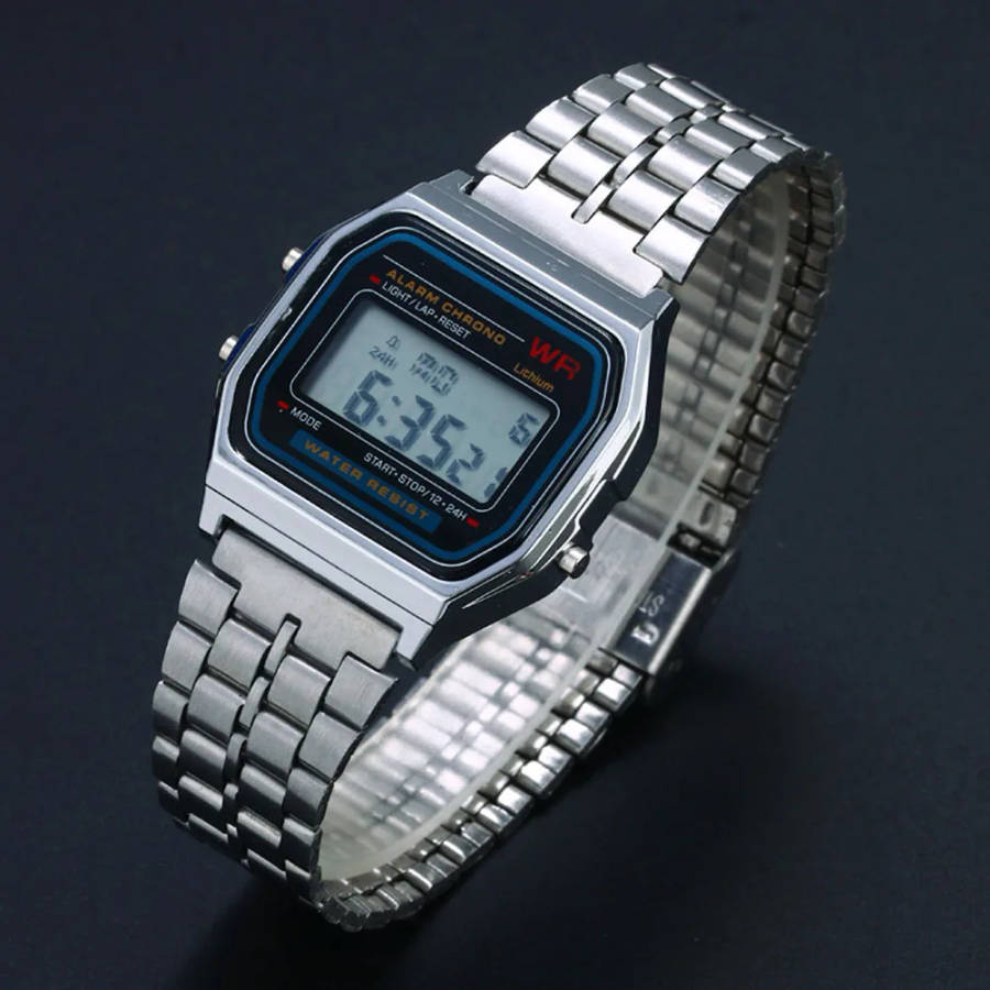 Mens Stainless Steel Digital Watch.