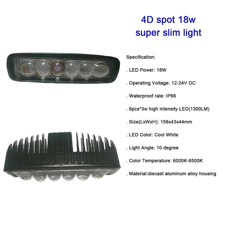 2 6 Slim 18W 6X3W LED Work Light Spot Beam ATV 4X4 Off-Road Light Lamp, Wholesale IP67 Fog driving Bar 4WD truck Car Epsitar LED Pencil Slim 18W LED Work offroad Light Flood Beam fog driving bar 4WD