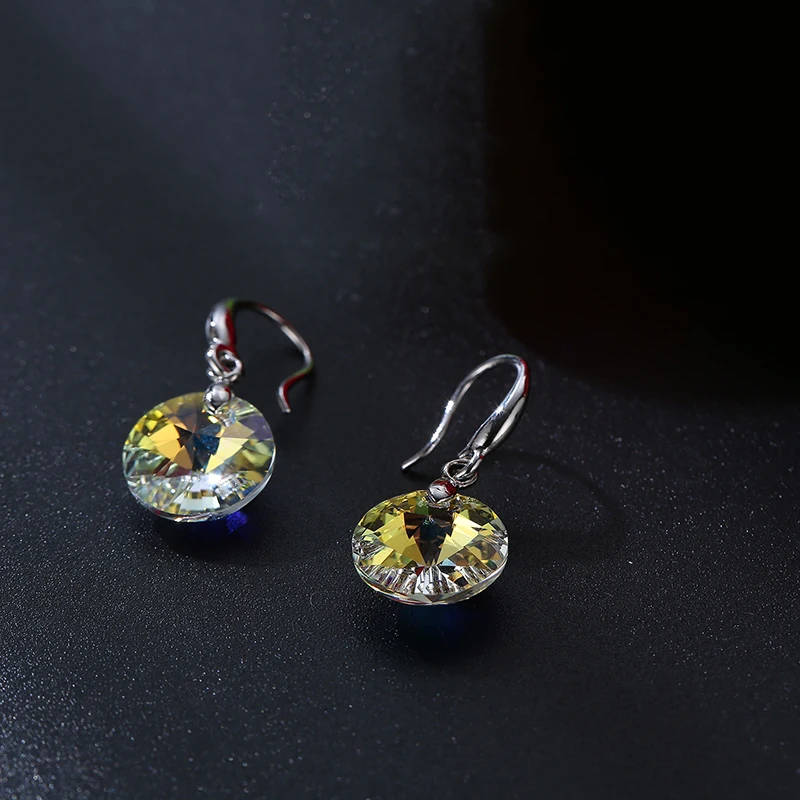 100% GENUINE Round Austria Crystals From Swarovski Drop Earrings