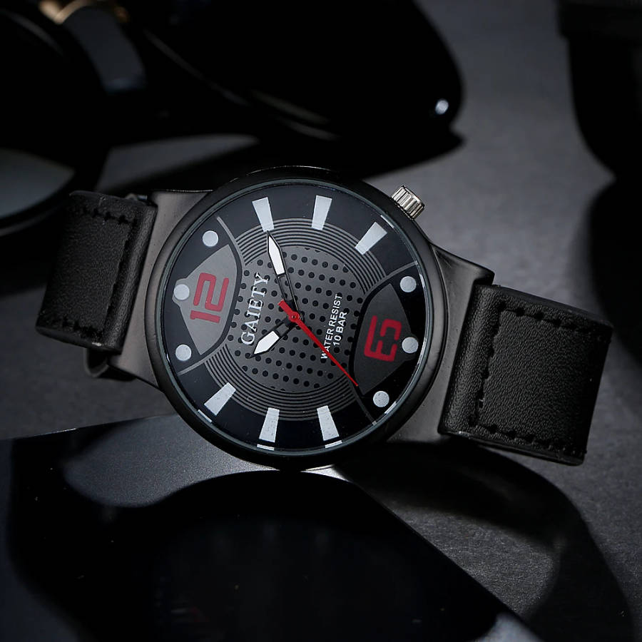GAIETY  Mens Watch.  -  Black Strap.