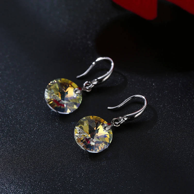 100% GENUINE Round Austria Crystals From Swarovski Drop Earrings