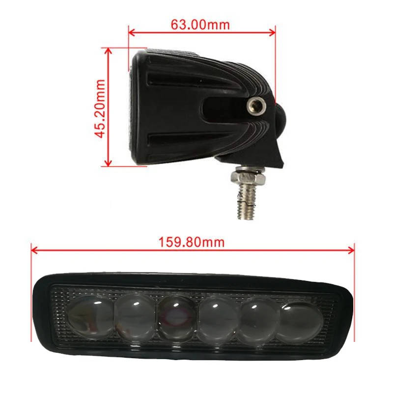 3 4X4 ATV Truck 18W Slim Mini Bar Spot Beam Led Spotlights Working Driving Fog Lamp Offroad UTE SUV Truck Boat Fishing Hunting Outdoor Motor 6 Inch 18W LED Work Light Slim Driving Light for Motorcycle Car