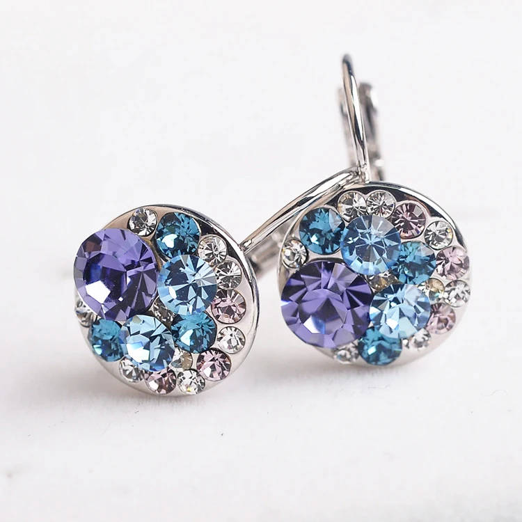Silver Crystal Zircon Love Stud Earring Ref 14
