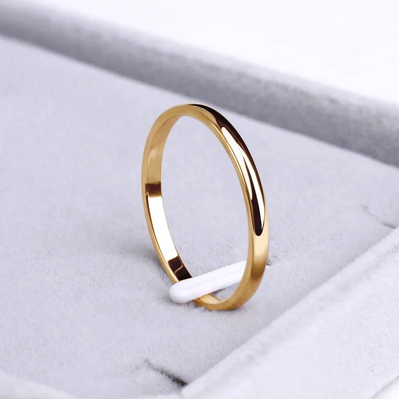 Genuine Stainless Steel Rings Gold -  Anti-allergy Smooth  Size 9 - DO NOT FADE