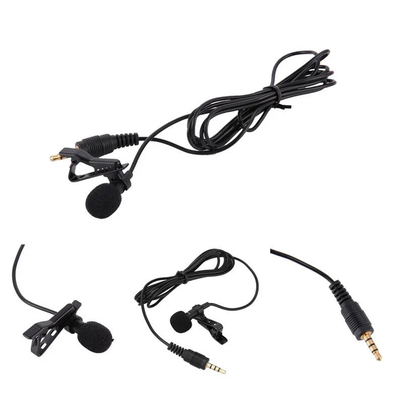 Portable Clip-on Lapel Lavalier Microphone 3.5mm Jack Hands-free Mini Wired Condenser Microphone for