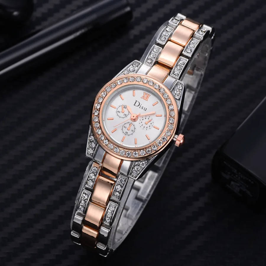 ***STUNNING*** Luxurious Ladies Dual Tone/Rose Gold/Silver colour Stainless Steel Watch with AAA+ CZ