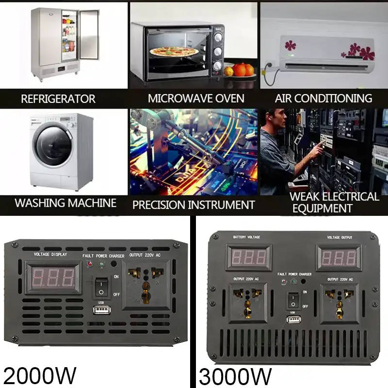 Car Inverter 3000W 24V 220V Pure Sine Wave Power Converter 12 24 2000 3000 DC 12V to AC 22