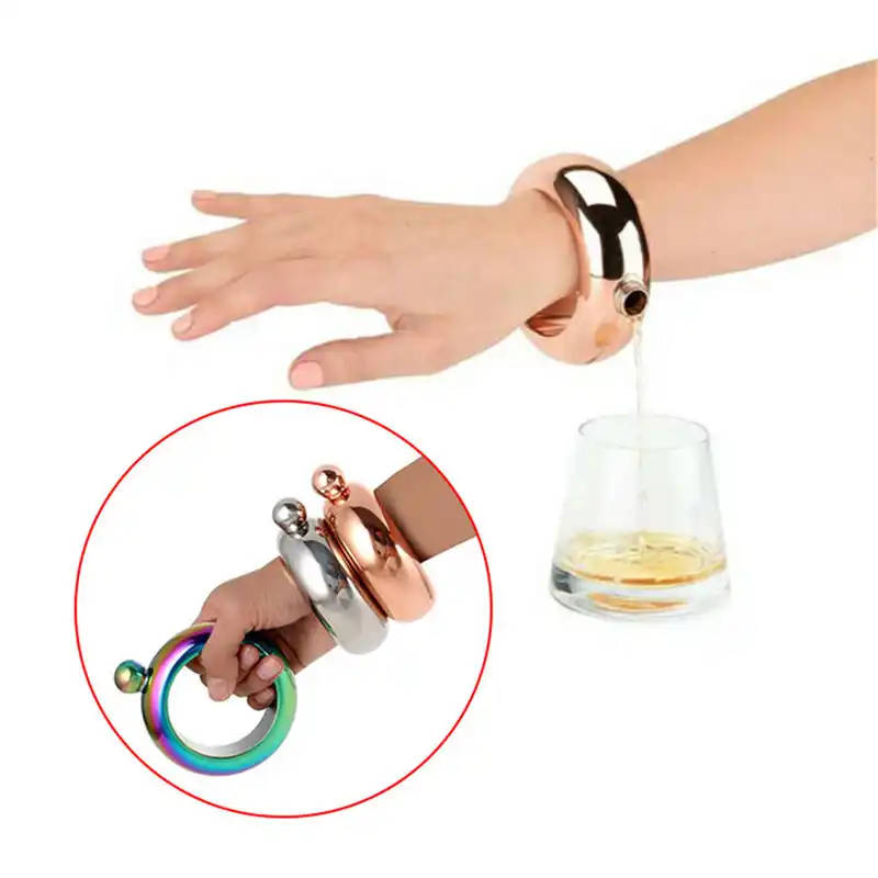 Stainless Steel Bangle flask Bracelet Hip Flask Portable Round Elegant Wine Mixed Bottle 3.5 oz Whiskey Alcohol Drinkware Flasks