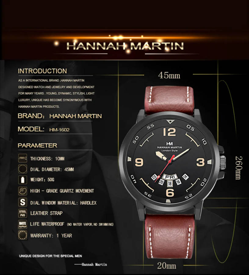 Hannah Martin London Style Mens Watch.