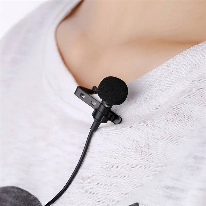 Portable Clip-on Lapel Lavalier Microphone 3.5mm Jack Hands-free Mini Wired Condenser Microphone for