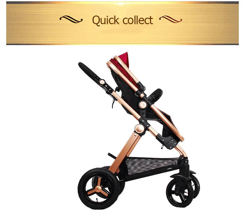 N2019 Gold baby stroller / baby pram 3 in 1 with Ultra light Convenience to travel withcar set strol