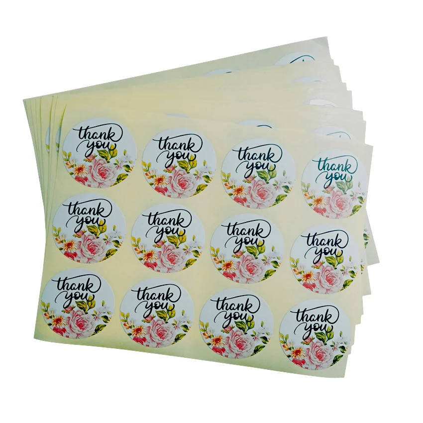 40pcs Thank you flower gift sealing label Adhesive Sticker 40mm