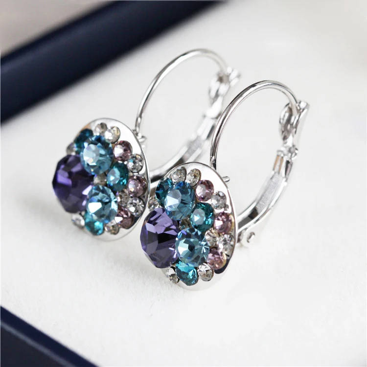 Silver Crystal Zircon Love Stud Earring Ref 14