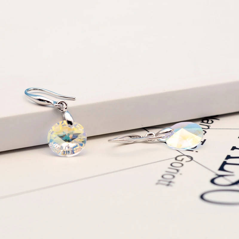 100% GENUINE Round Austria Crystals From Swarovski Drop Earrings