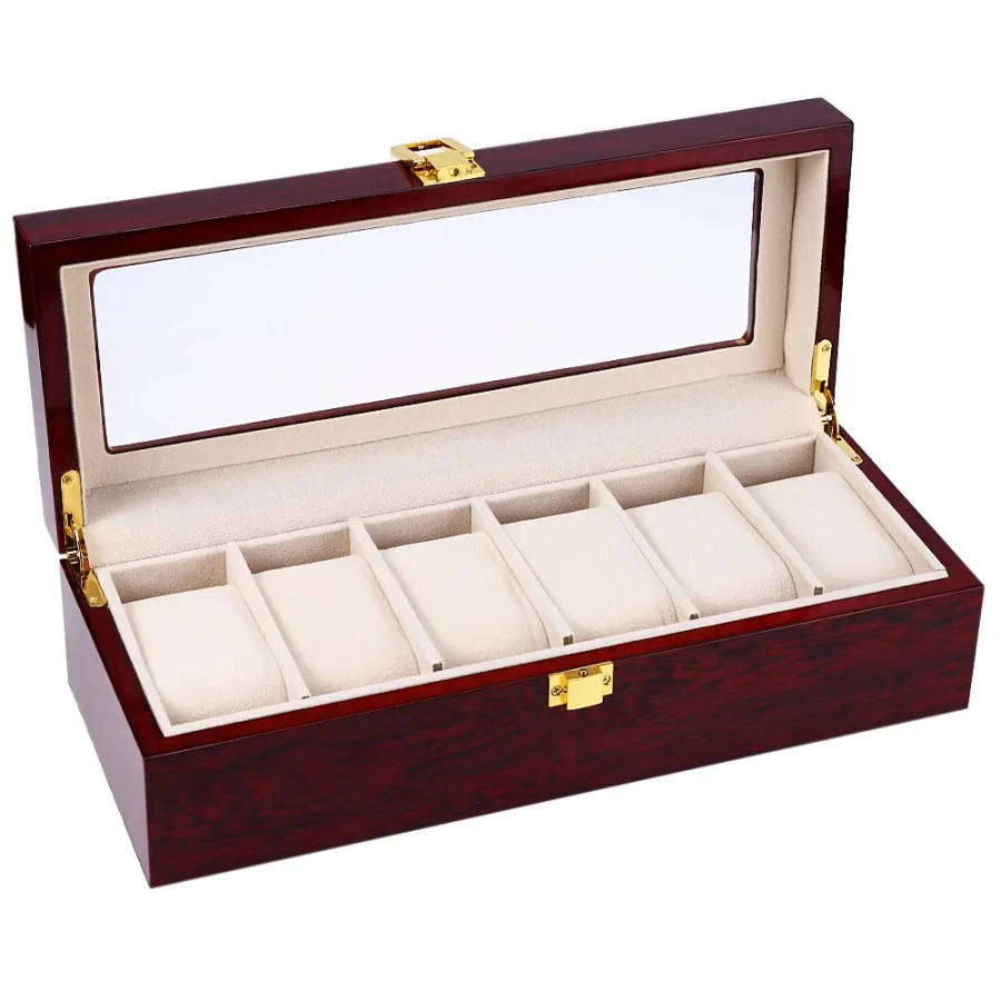 High Quality 6 Slots Luxury Wood Watch Display Case Watches Box Elegant  Jewelry Storage Organized caixa para relogio|watch box display|watch tv on  lcd monitorbox craft - AliExpress