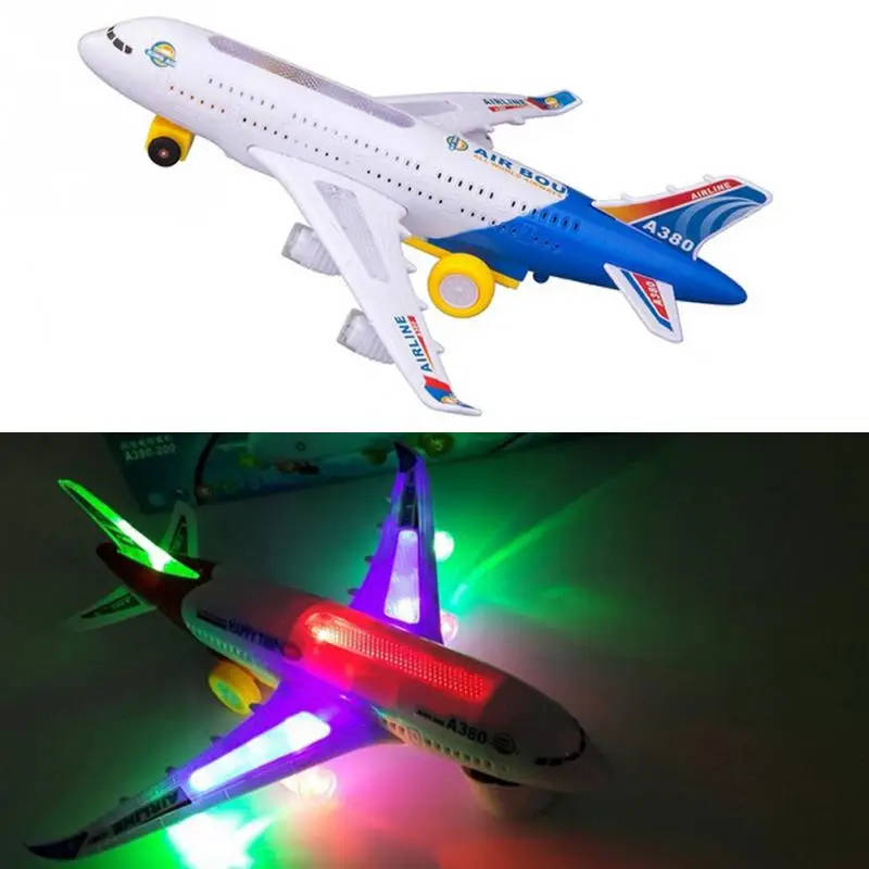 Hot new airplane toys airplane electric airplane model in motion blinking lights music sounds kids t