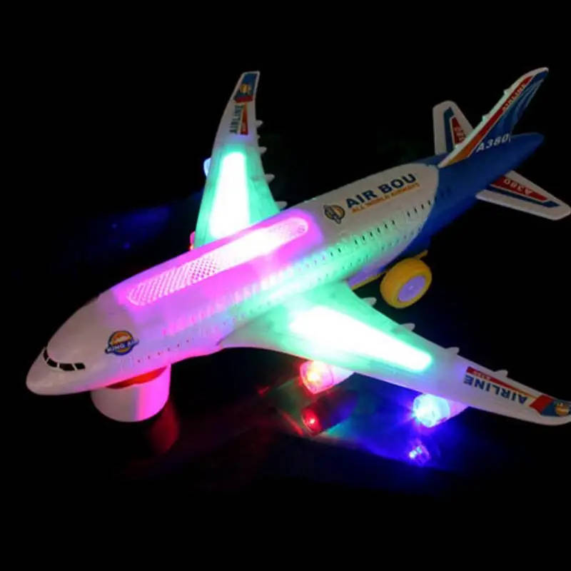 Hot new airplane toys airplane electric airplane model in motion blinking lights music sounds kids t