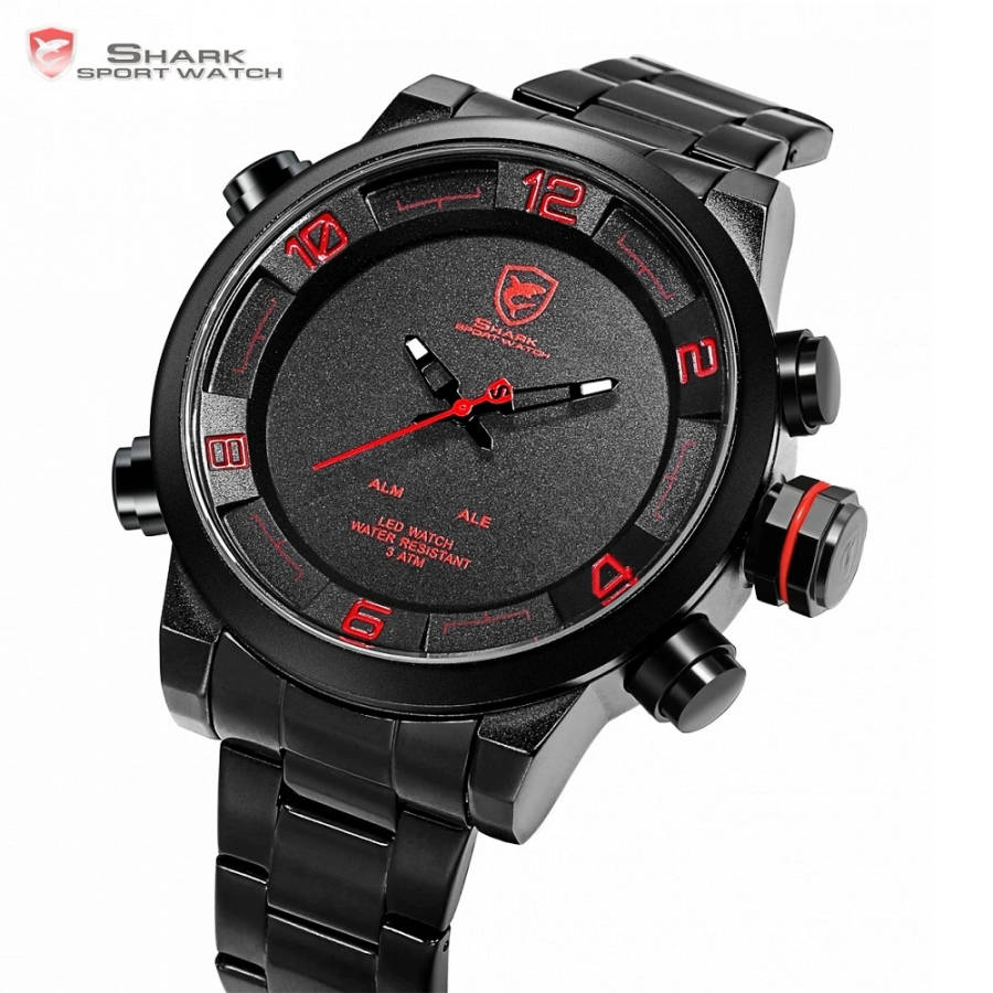 SHARK The Gulper shark Dual Analog/Digital Dual Movement 50MM Watch BRAND NEW