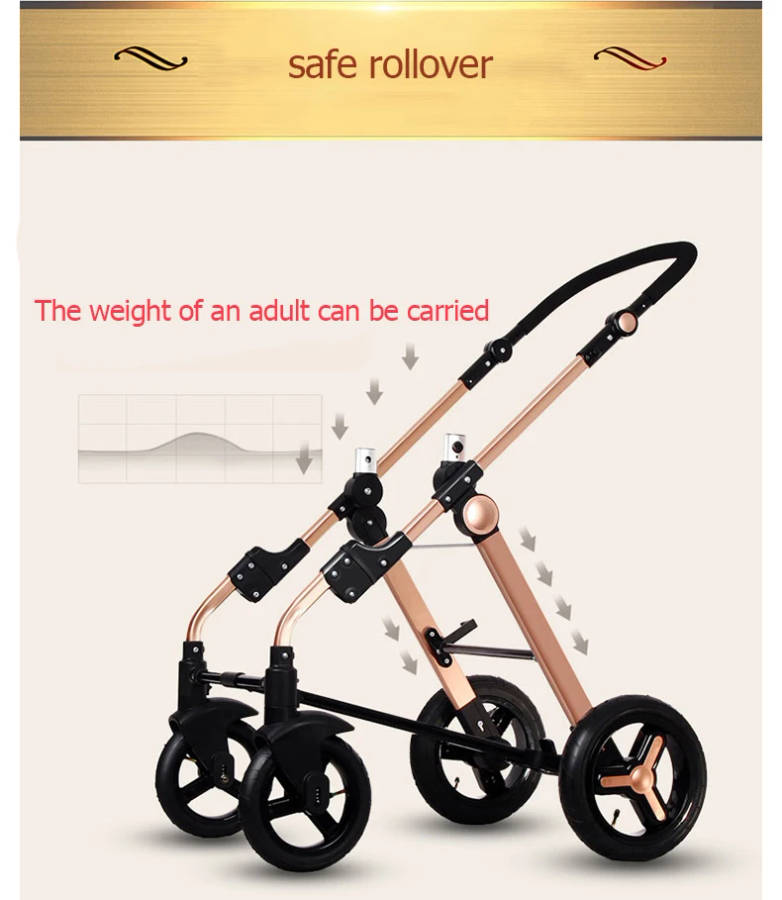 N2019 Gold baby stroller / baby pram 3 in 1 with Ultra light Convenience to travel withcar set strol