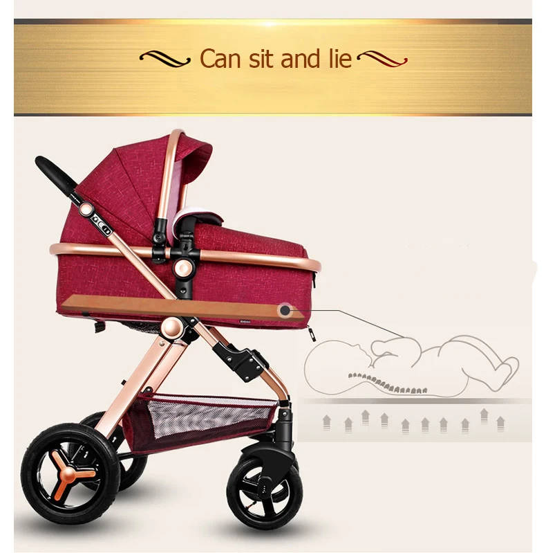 N2019 Gold baby stroller / baby pram 3 in 1 with Ultra light Convenience to travel withcar set strol