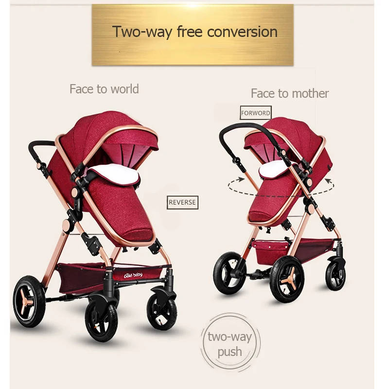 N2019 Gold baby stroller / baby pram 3 in 1 with Ultra light Convenience to travel withcar set strol