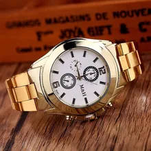 JAVRICK 1 PC Mens Luxury Gold Stainless Steel Analog Quartz