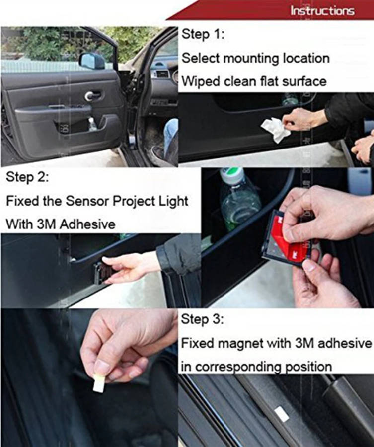 2PCS Wireless Car Projection LED Projector Door Shadow Light Welcome Light Laser Emblem Logo Lamps Kit For Car.07