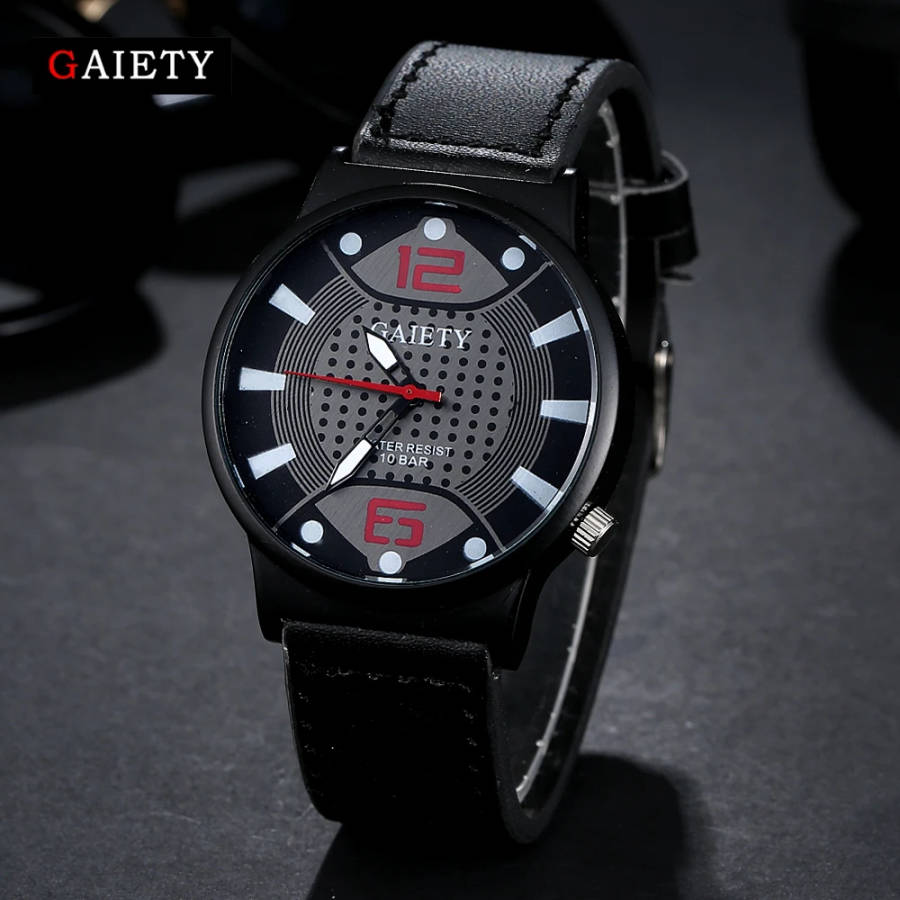 GAIETY  Mens Watch.  -  Black Strap.