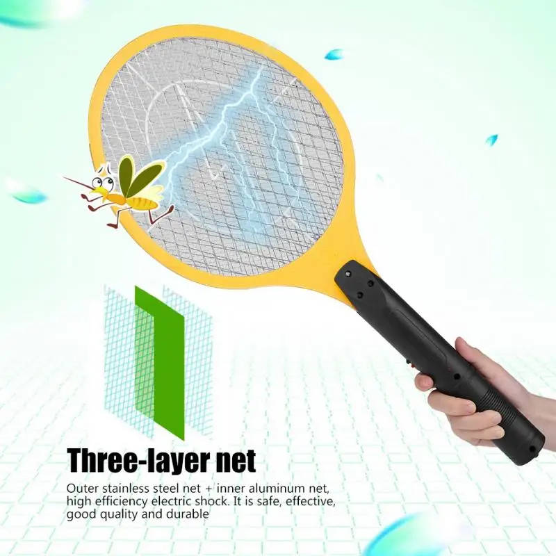 Cordless Rechargeable Electric Fly Mosquito Killer Swatter Bug Zapper Racket
