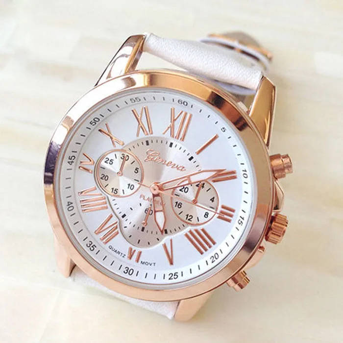 ***STUNNING*** Luxurious Ladies Gold Stainless Steel Quartz Wrist Watch With Faux Leather Strap