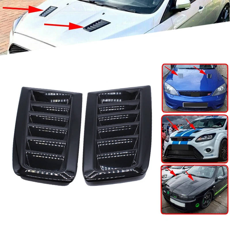 2Pcs Car Front Engine Hood Bonnet Vents Hood Air Outlet Louvers Spoiler Trim for Ford