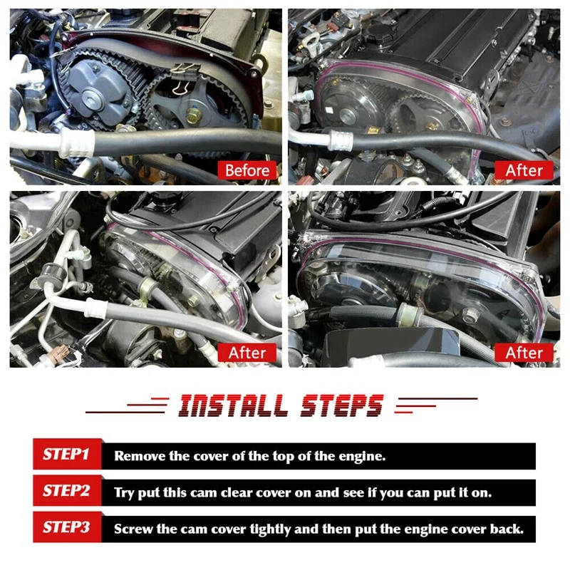 Clear Cam Gear Timing Belt Cover Turbo Cam Pulley for Mitsubishi Lancer Evolution EVO 9 IX Mivec