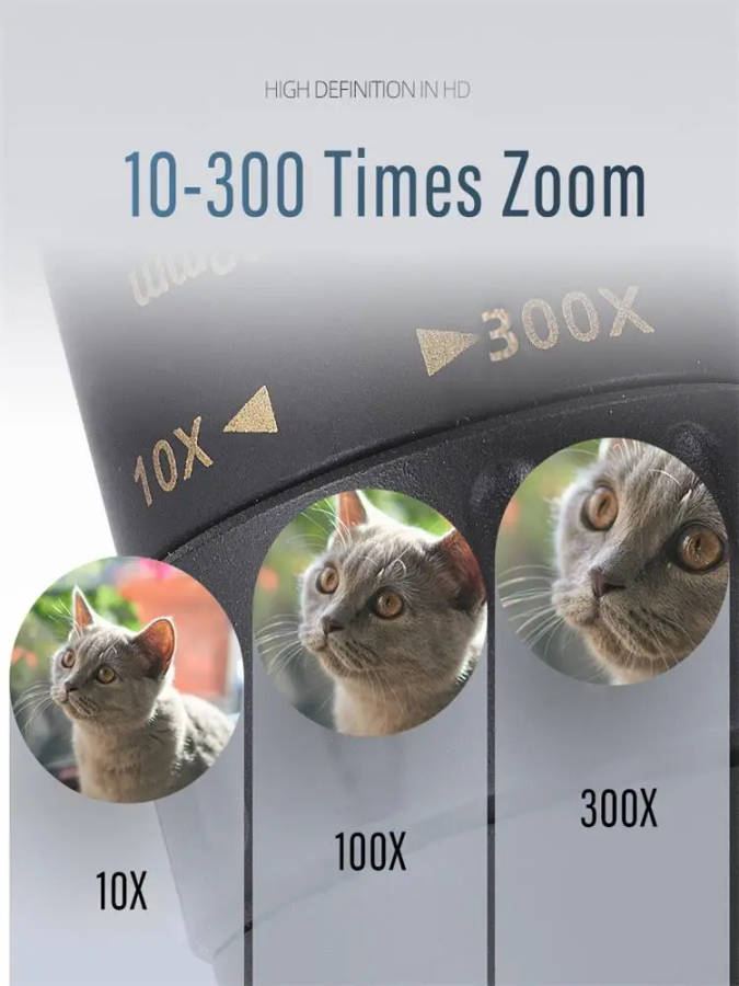 10-300X Zoom Professional Monocular Telescope HD 4K Powerful Binoculars Long Range High Qu