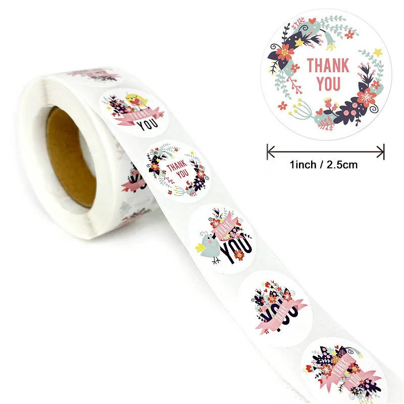 100pcs/roll Thank You Stickers for Seal Labels 1 Inch Gift Packaging Stickers
