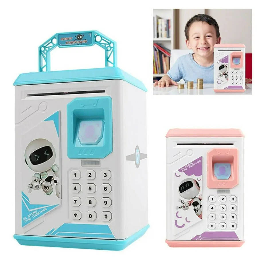 Electronic Piggy Bank ATM Password Money Box Fingerprint Coin ...