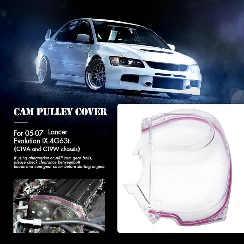 Clear Cam Gear Timing Belt Cover Turbo Cam Pulley for Mitsubishi Lancer Evolution EVO 9 IX Mivec