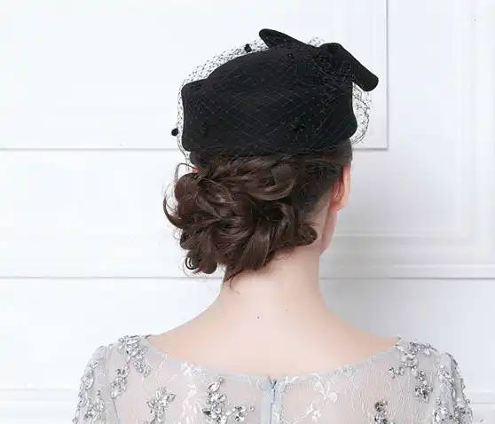 Vintage French Wool Women Beret Winter Felt Hat With Bow Flat Top Hats Lady Stewardess Cap Fedoras