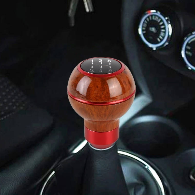 Car Gear Shift Knob 6-stall Metal Wood Texture Shift Handball Gear Lever Gear