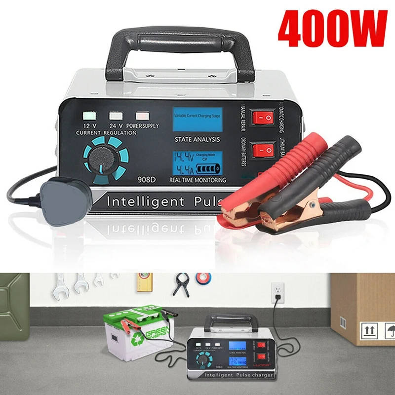 400W 30A 12V/24V Automatic Car Battery Charger Smart Pulse Repair Boat Trickle Eu Plug