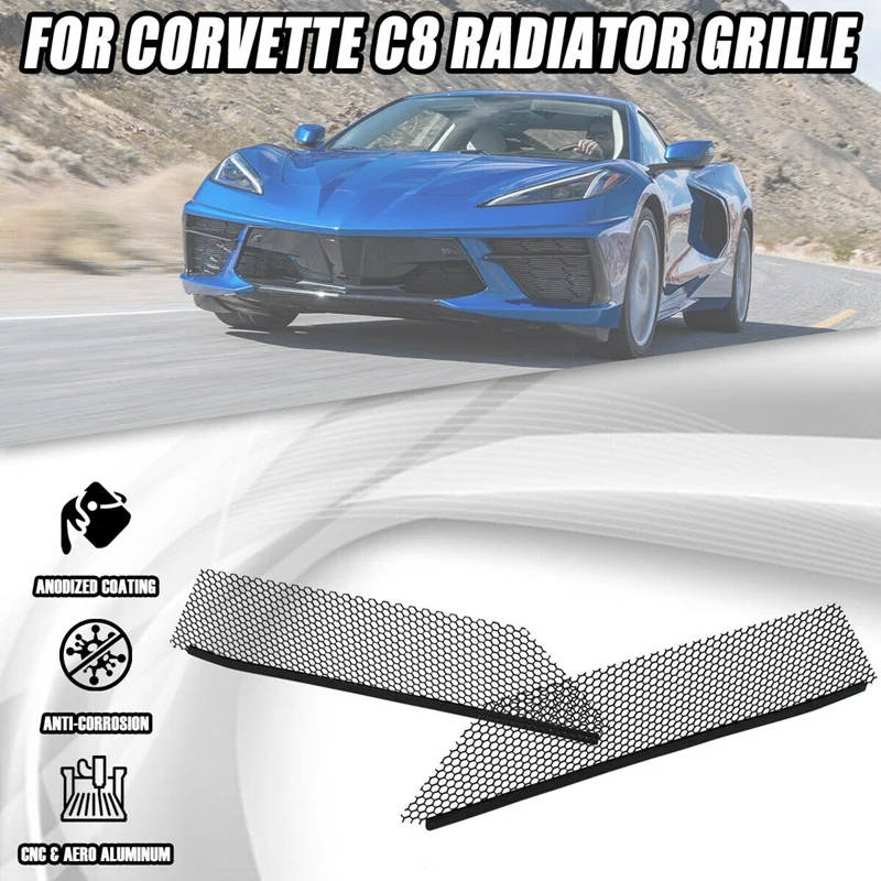 Car Inner Mesh Grill Kit for Chevrolet Corvette C8 2020-2022 Radiator Grille