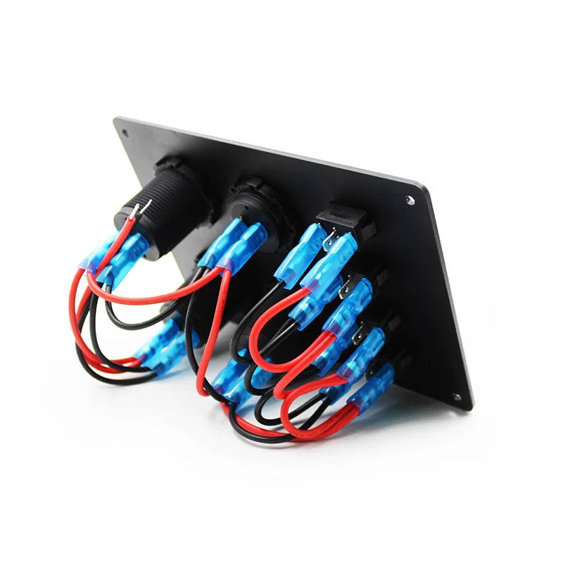 4 Gang Panel LED Rocker Switch Panel Breakers Car 12V/24V Water-Resistant Rocker Switch