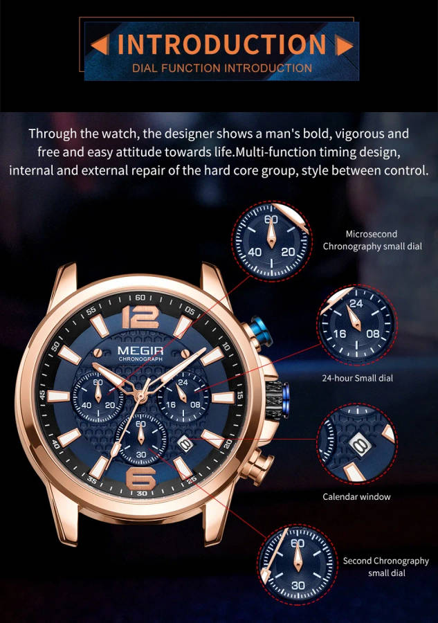 MEGIR Luxury Men's Watch Top Brand Sport Quartz Men Watches Chronograph Waterproof Man Leather Date Wristwatch Relogio Masculino|Quartz Watches| - AliExpress