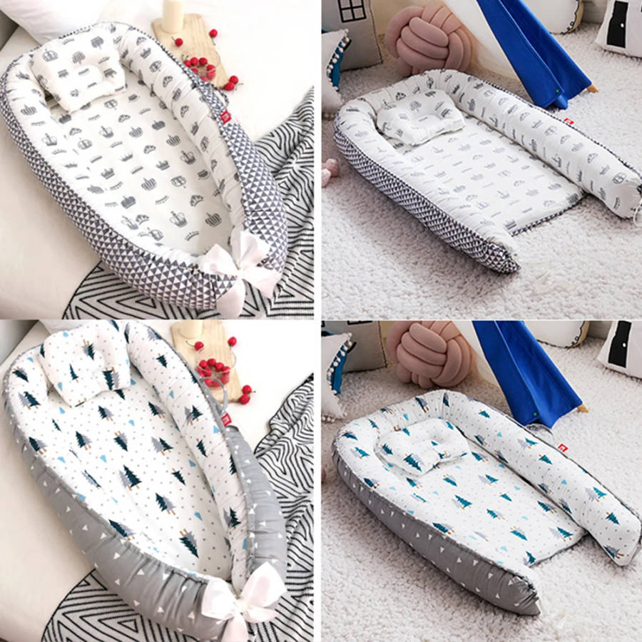 Baby Nest Bed Portable Crib Travel Bed Infant Toddler Washable Cotton Cradle for Newborn Baby Sleep