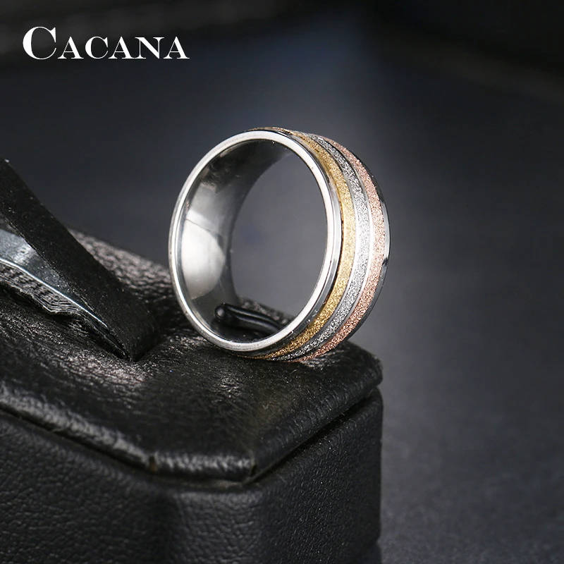 GENUINE Stainless Steel Ring Three Colors Lines Size 10 - DO NOT FADE