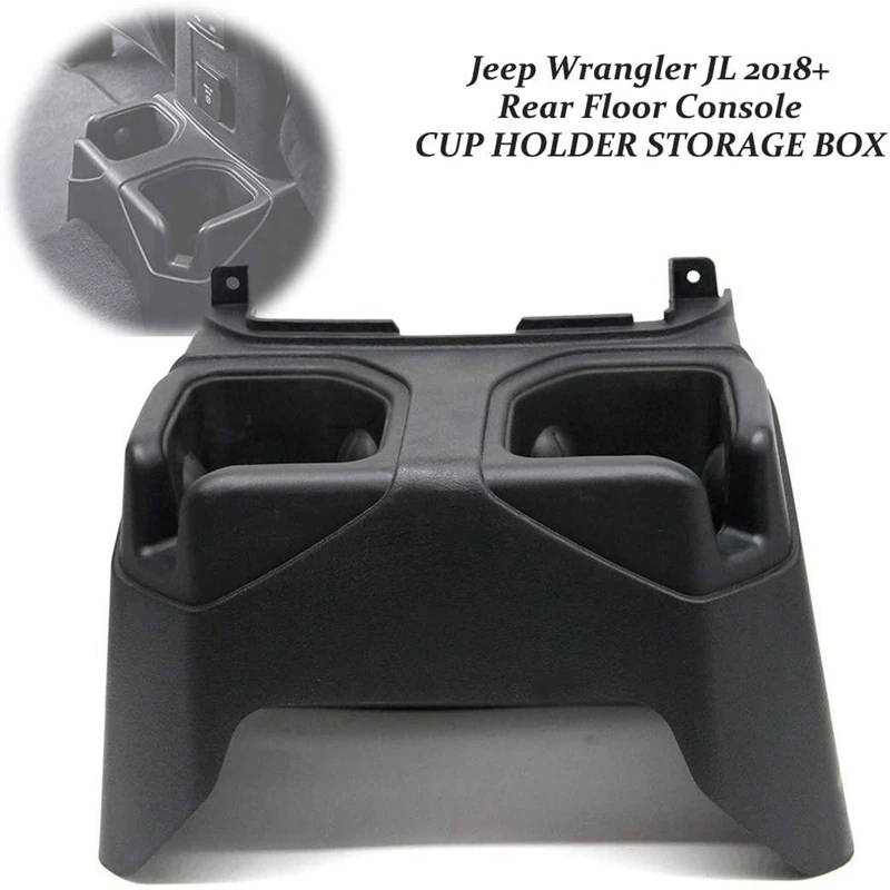 Rear Cup Holder for Jeep Wrangler JL 2018-2021 Floor Console Mounted Drink Holder Storage Box
